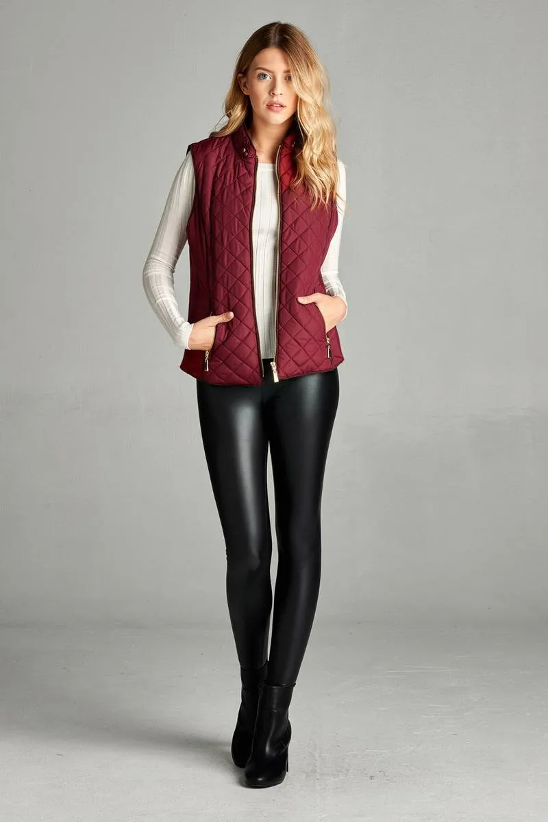 Faux Shearling Lined Quilted Padding Vest