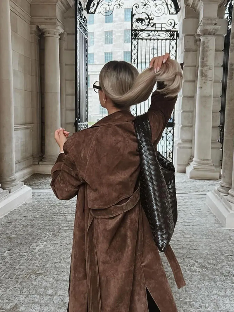 Faux Suede Trench Coat | Vintage Vibes | Luxe & Layered