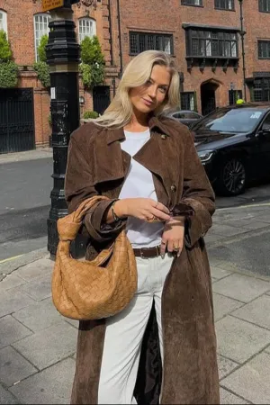Faux Suede Trench Coat | Vintage Vibes | Luxe & Layered