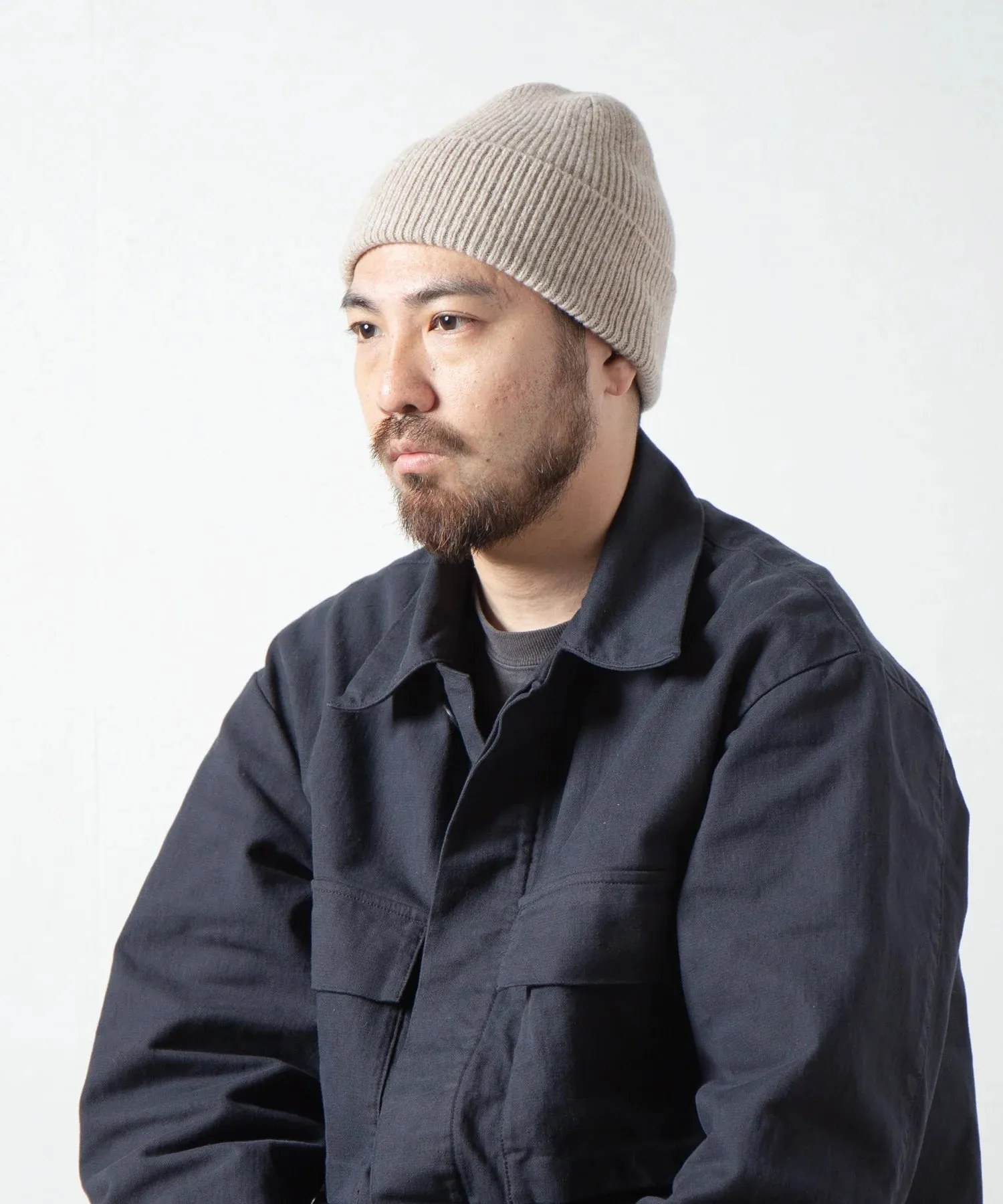 FINAL SALE: Cashmere Silk Blend Knit Watch Cap - Beige