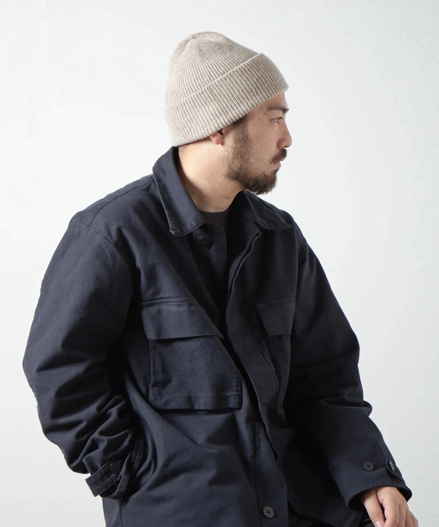 FINAL SALE: Cashmere Silk Blend Knit Watch Cap - Beige