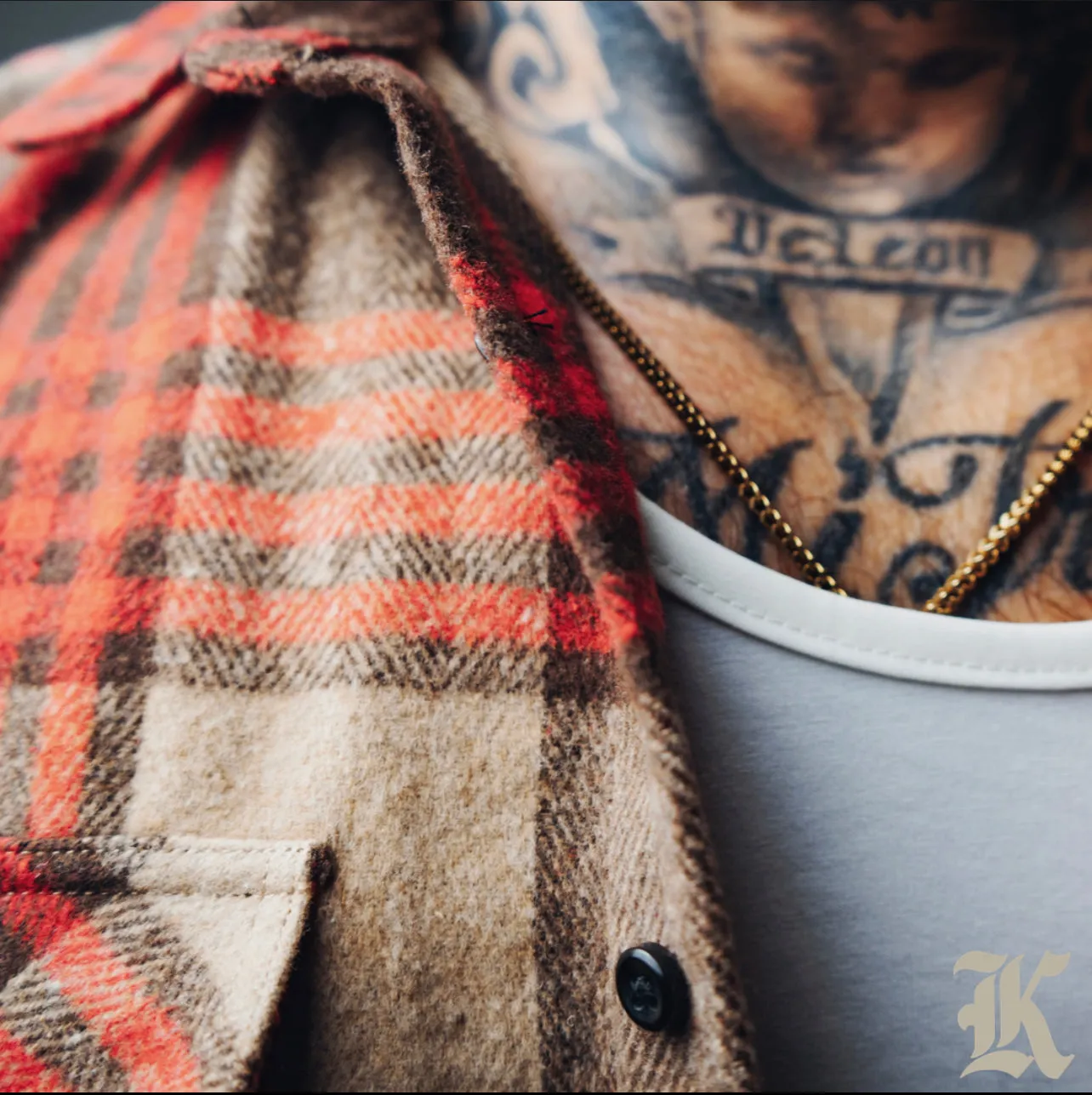 Flannel (Tan & Red)