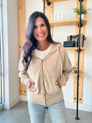 Fleece Hoodie Jacket in Natural