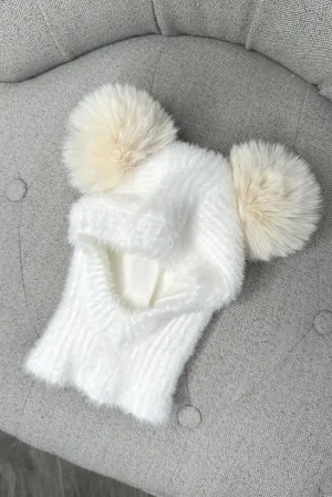 Fluffy Ivory Pom Pom Snood