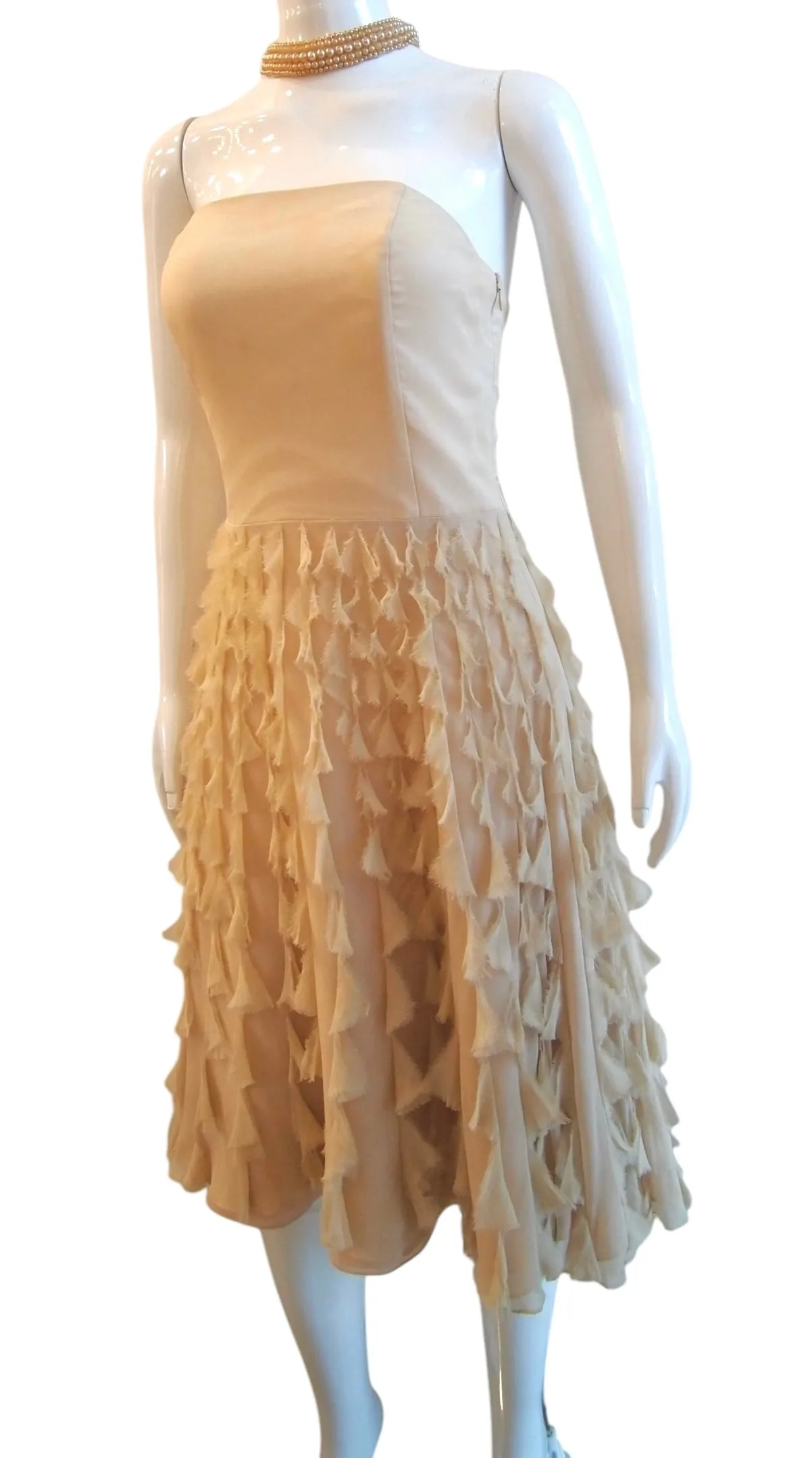 Fluttering Breeze - Vintage Cream Bustier Strapless Dress