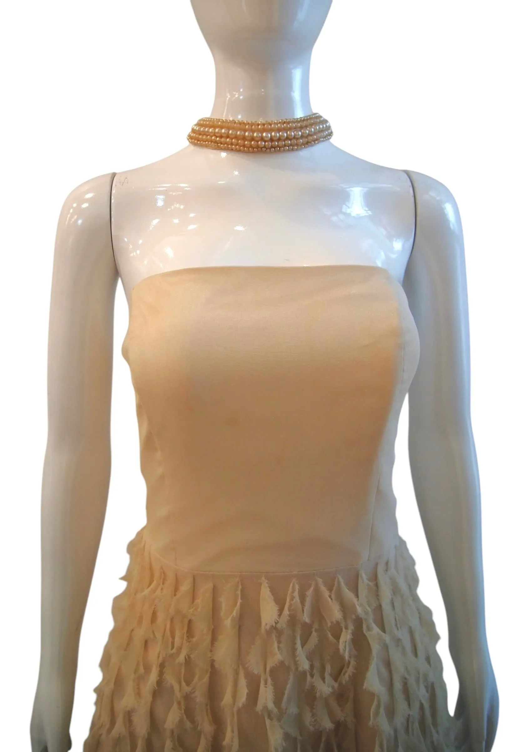 Fluttering Breeze - Vintage Cream Bustier Strapless Dress