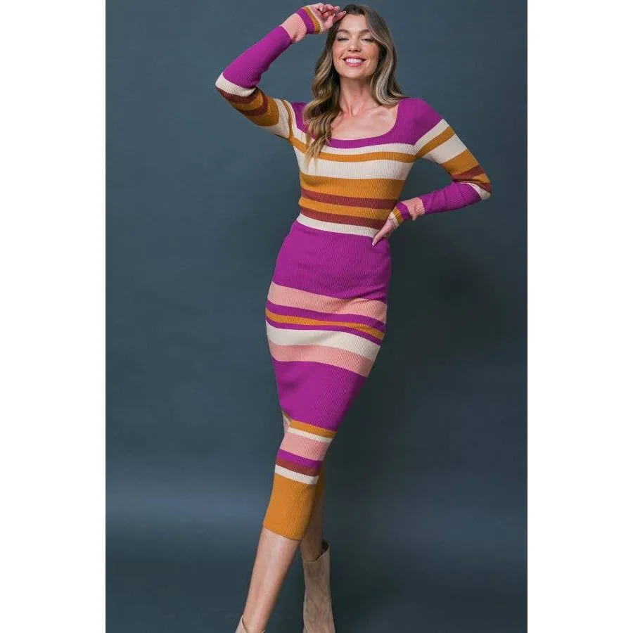 FLYING TOMATO - A ribbed sweater midi dress
