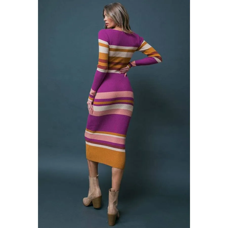 FLYING TOMATO - A ribbed sweater midi dress