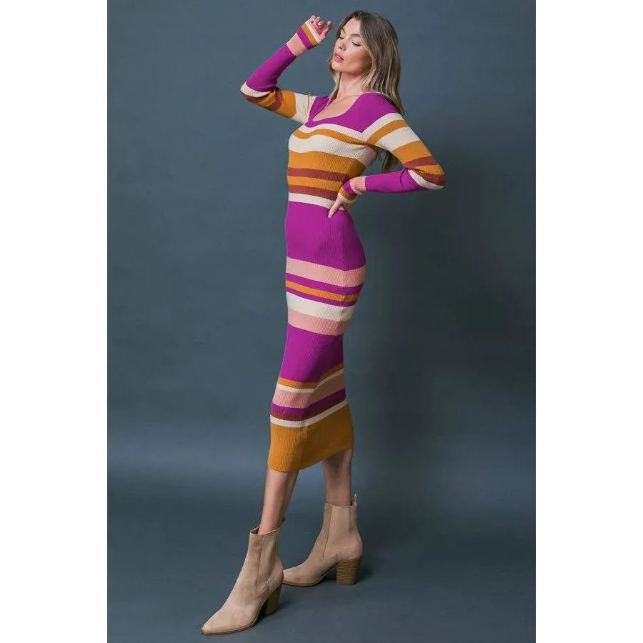 FLYING TOMATO - A ribbed sweater midi dress