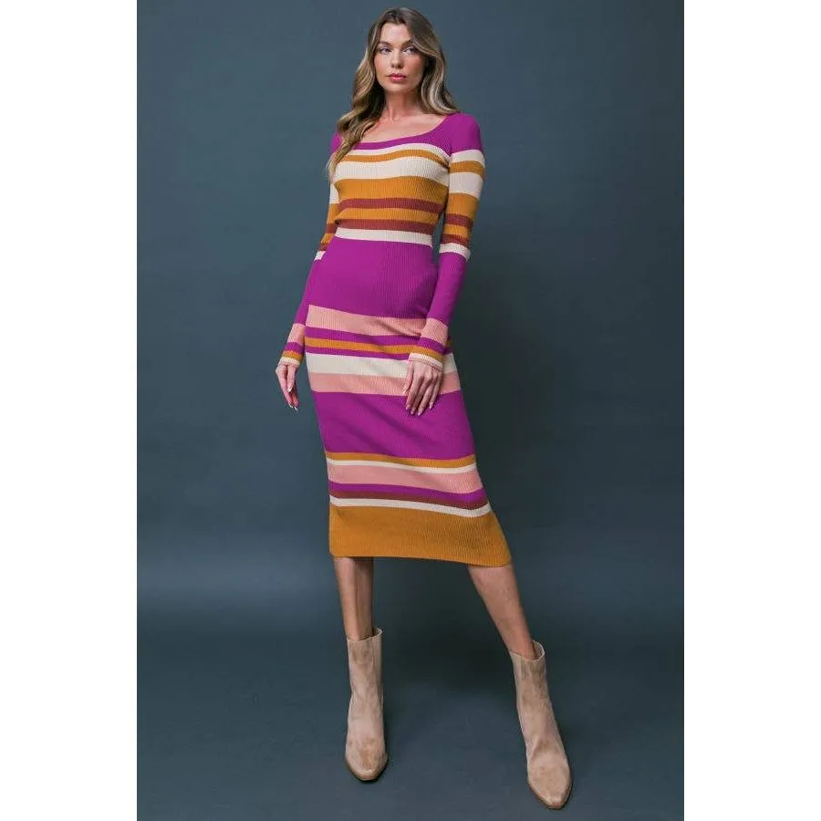 FLYING TOMATO - A ribbed sweater midi dress