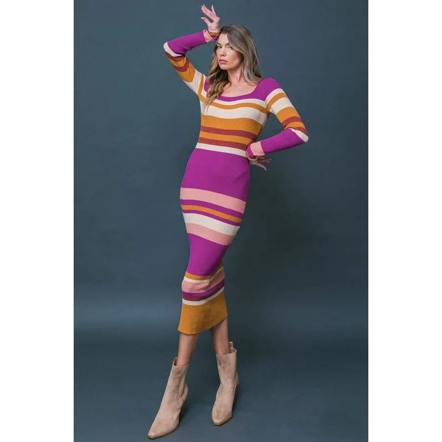 FLYING TOMATO - A ribbed sweater midi dress