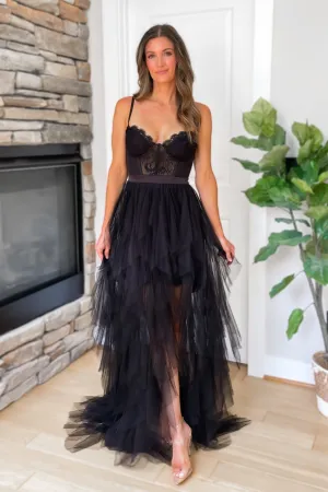 Forever Love Tulle Maxi Dress - Black - restock!