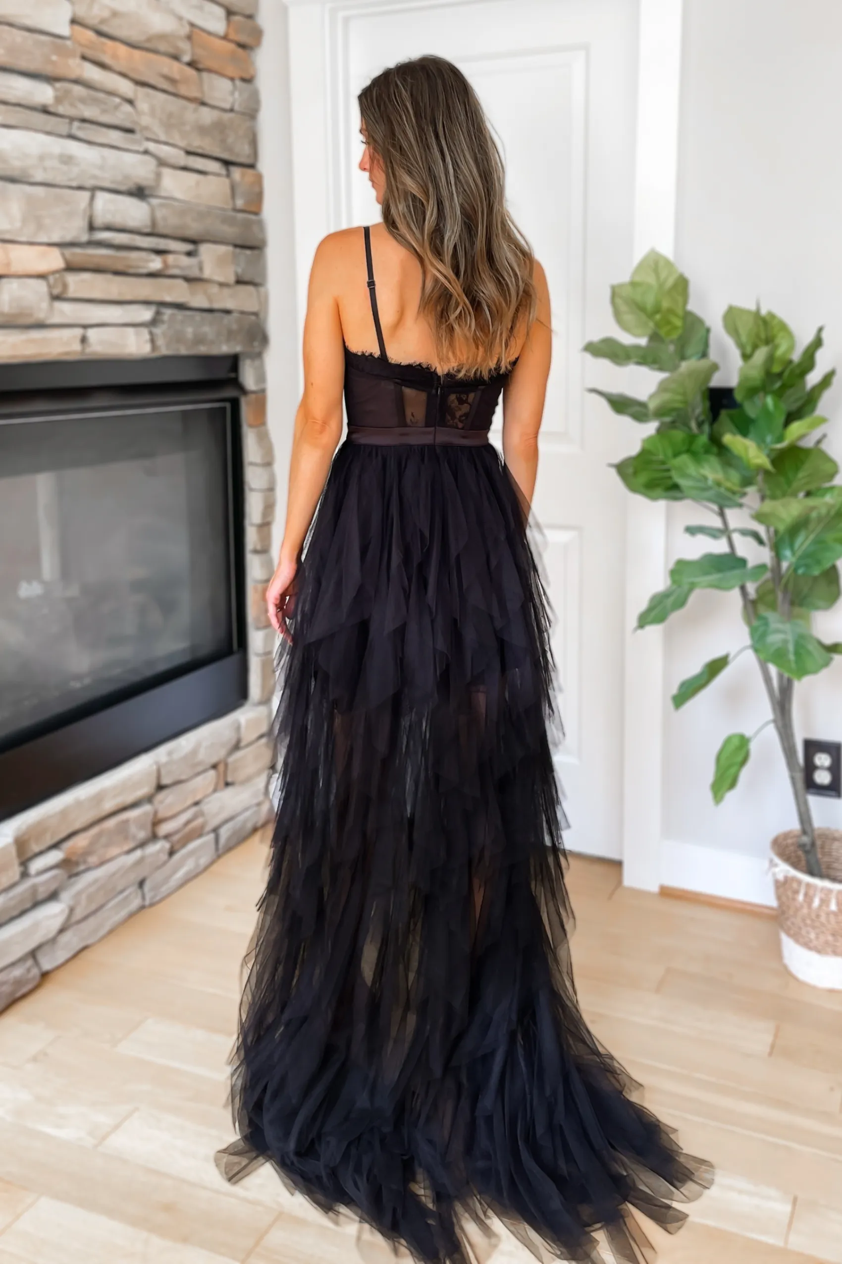 Forever Love Tulle Maxi Dress - Black - restock!