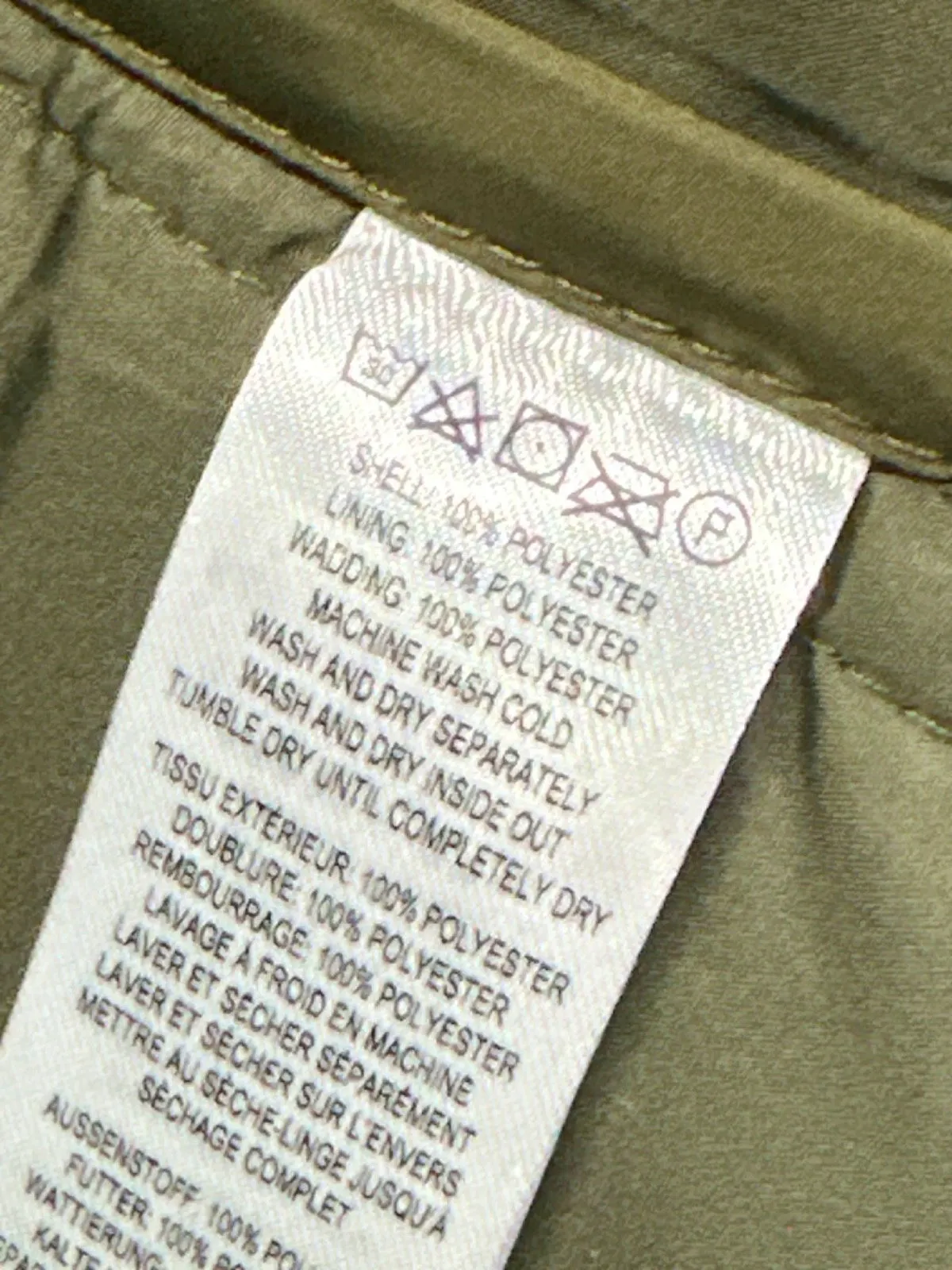 French Connection Olive Quilted Jacket M/L