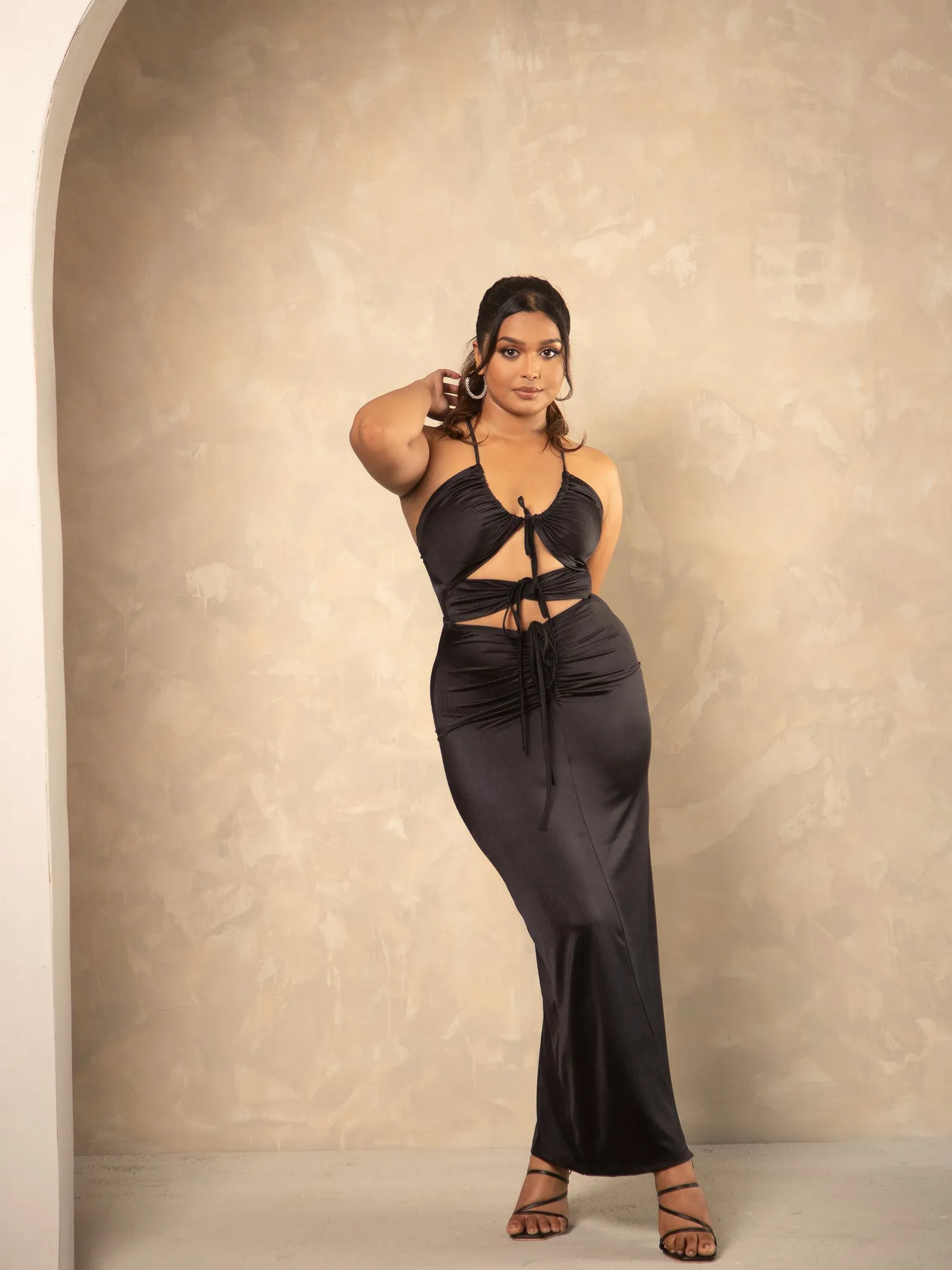Front Ruched Maxi Dress