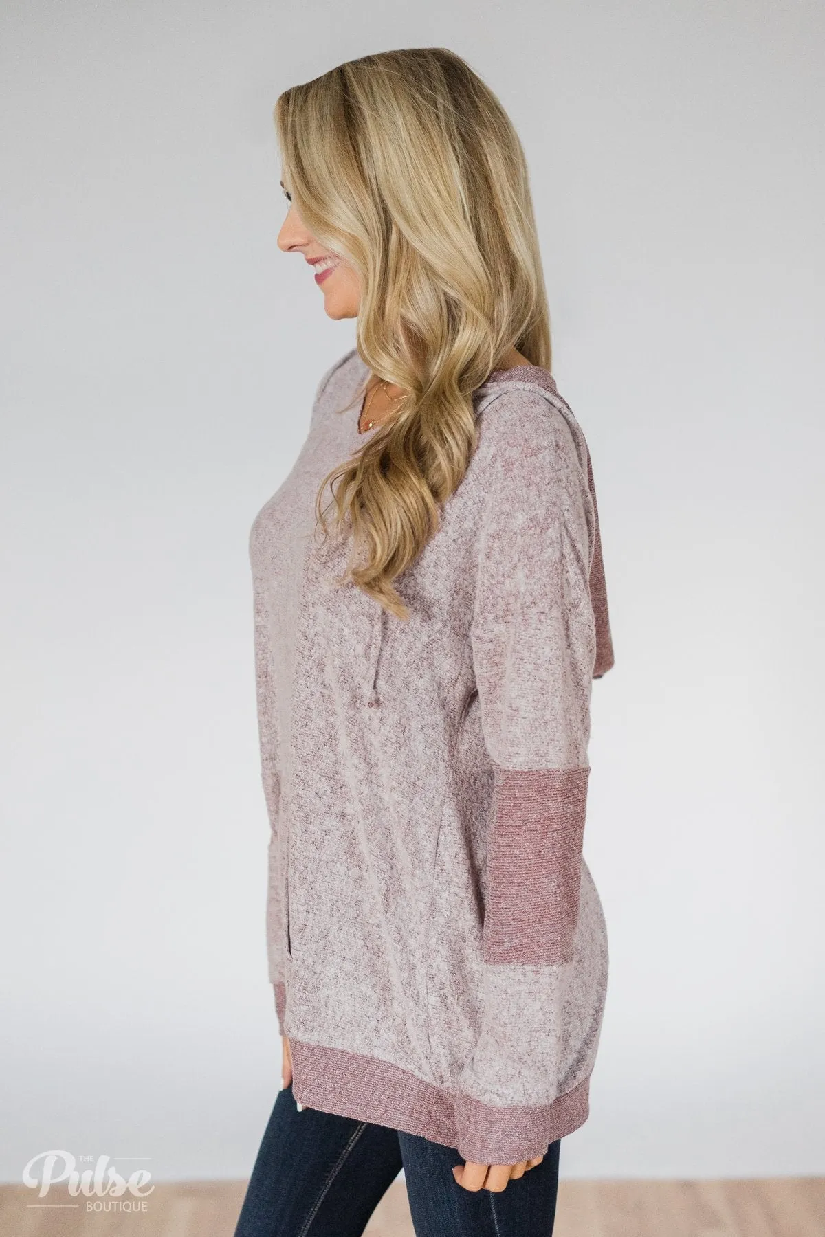 Fuzzy Favorite Hoodie- Light Burgundy