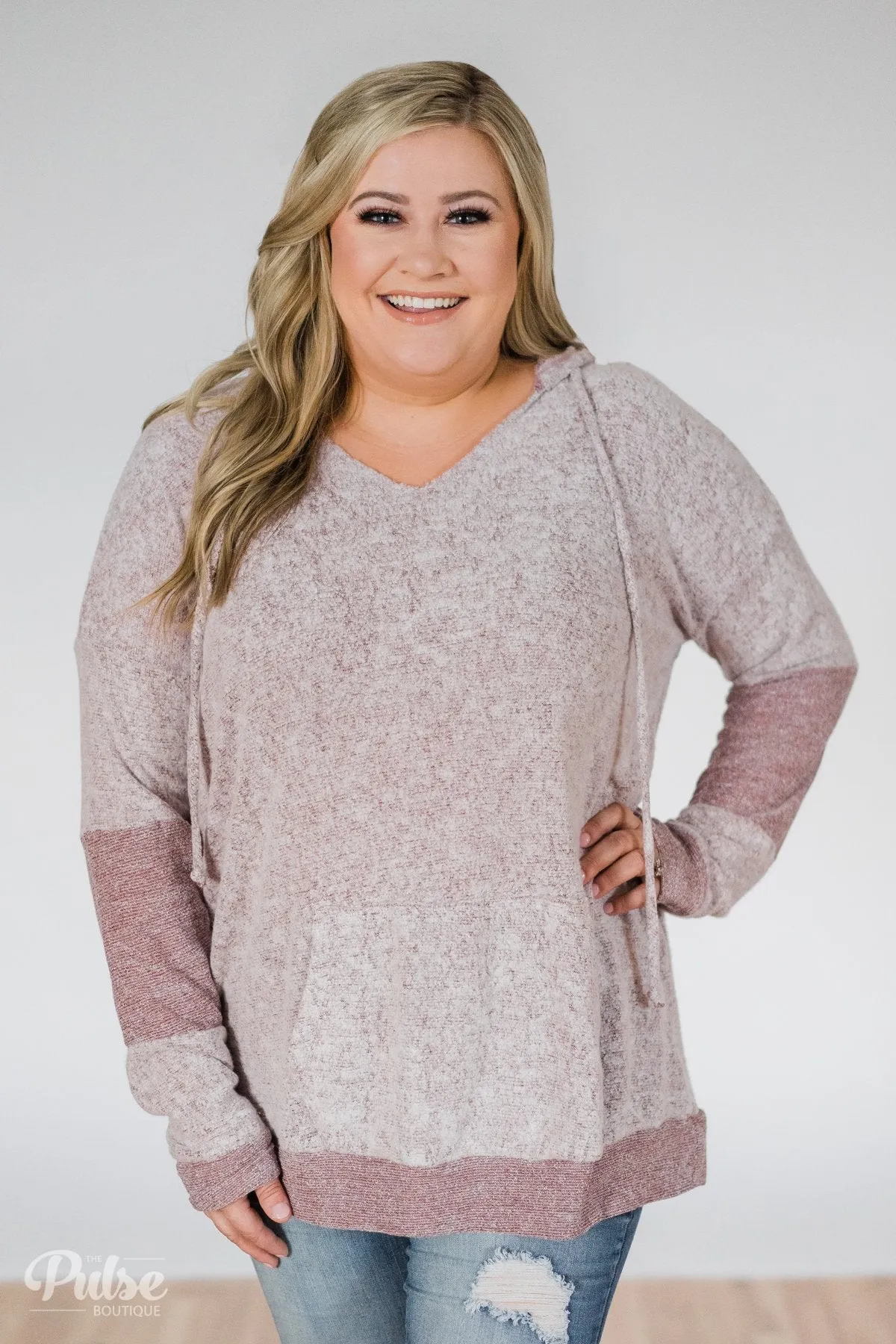 Fuzzy Favorite Hoodie- Light Burgundy