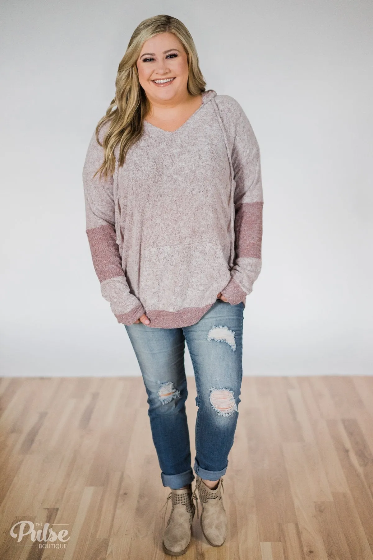 Fuzzy Favorite Hoodie- Light Burgundy