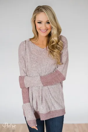 Fuzzy Favorite Hoodie- Light Burgundy