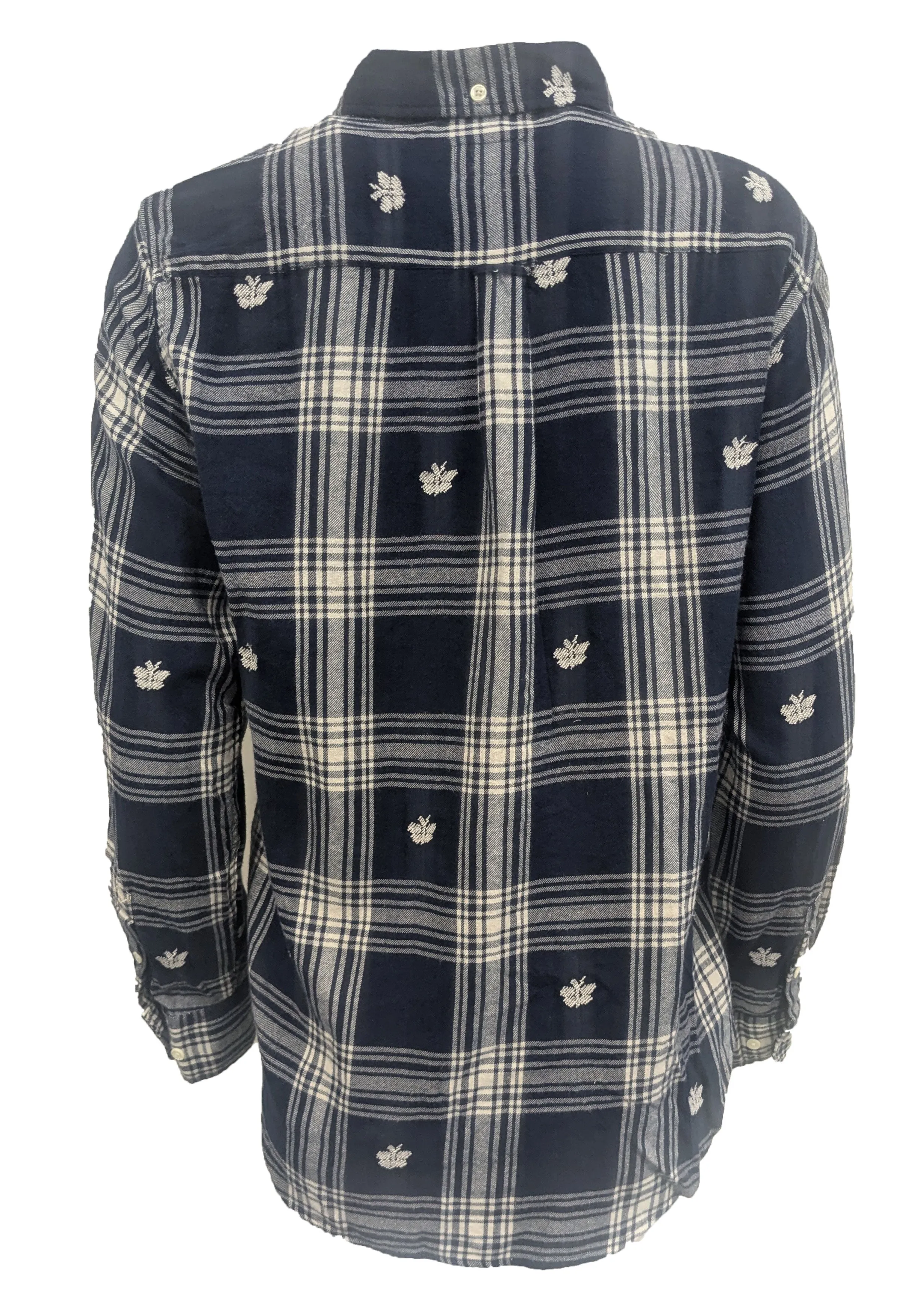 GANT RUGGER Ink Blue Windblown Flannel OBD Shirt 432171 Size Large