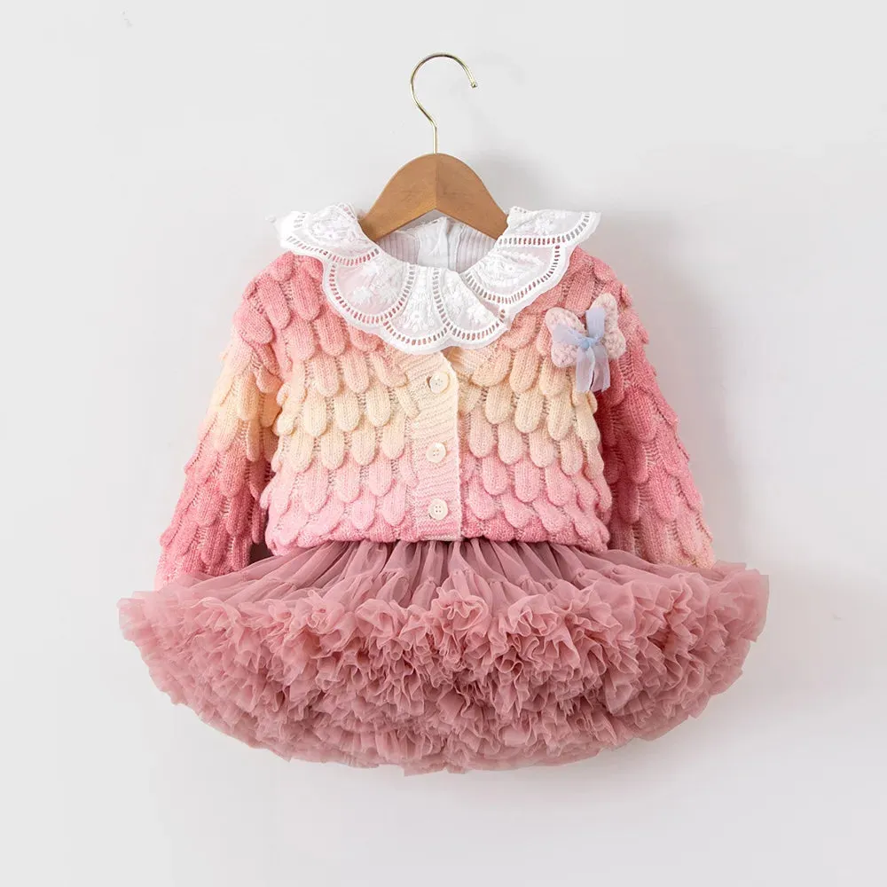 Girls Sweater & Skirt Party Suit