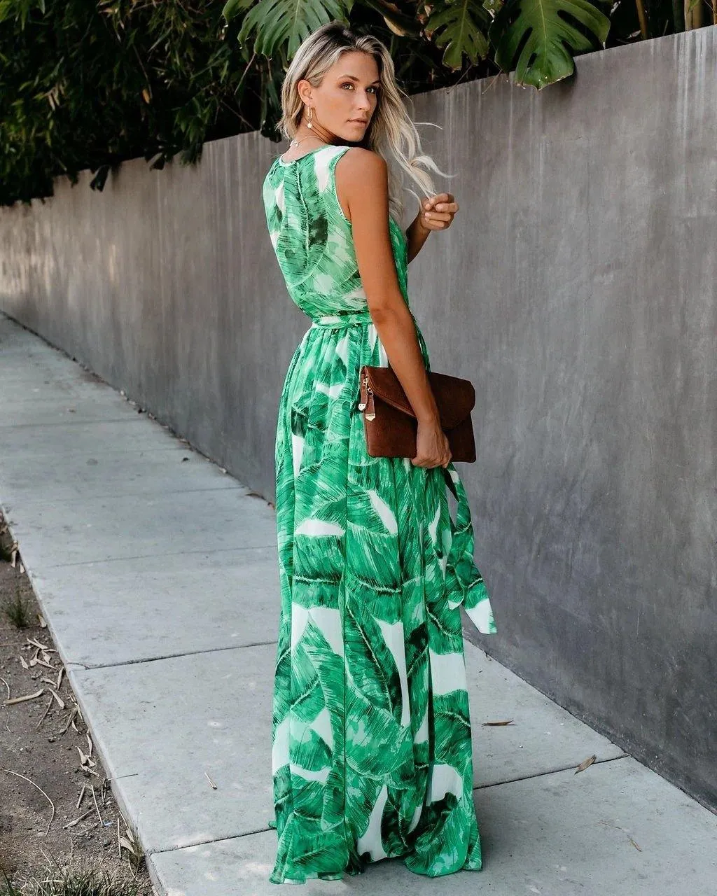Green Sexy Women Sleeveless Long Maxi Dresses