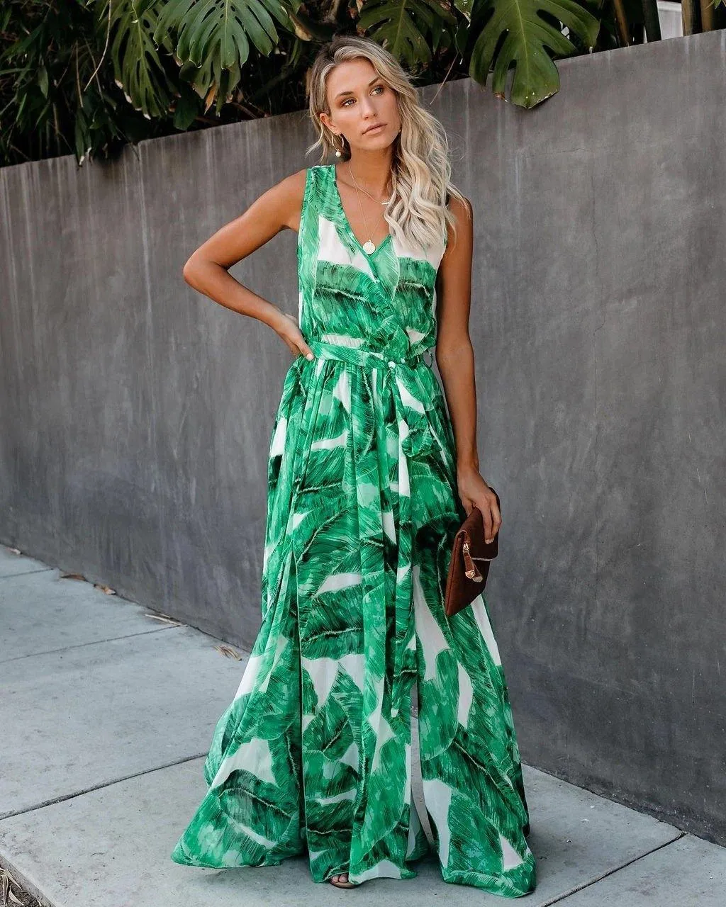 Green Sexy Women Sleeveless Long Maxi Dresses