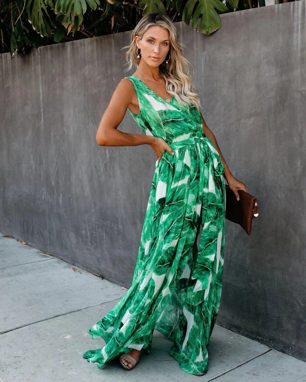 Green Sexy Women Sleeveless Long Maxi Dresses