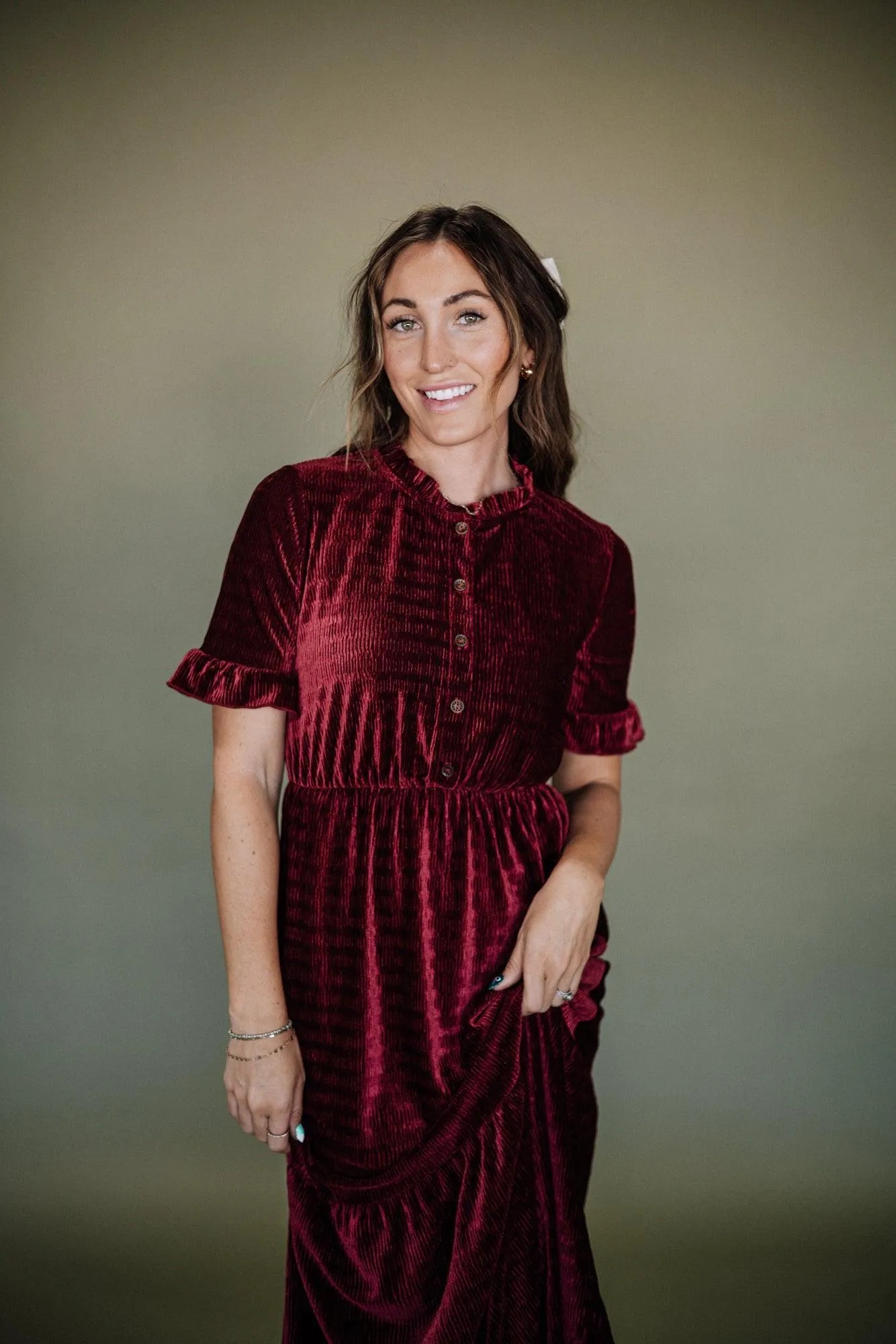 Hailey Holiday Dress in Wine