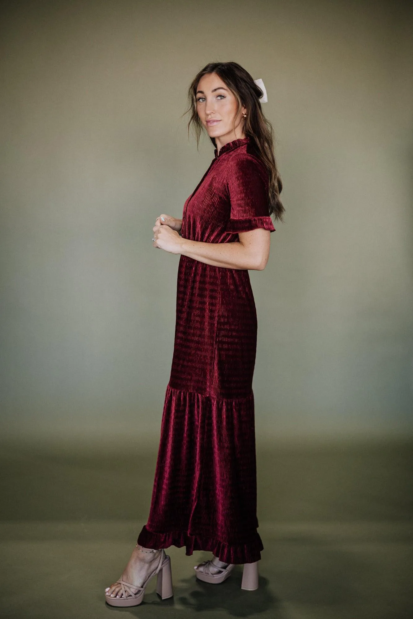 Hailey Holiday Dress in Wine