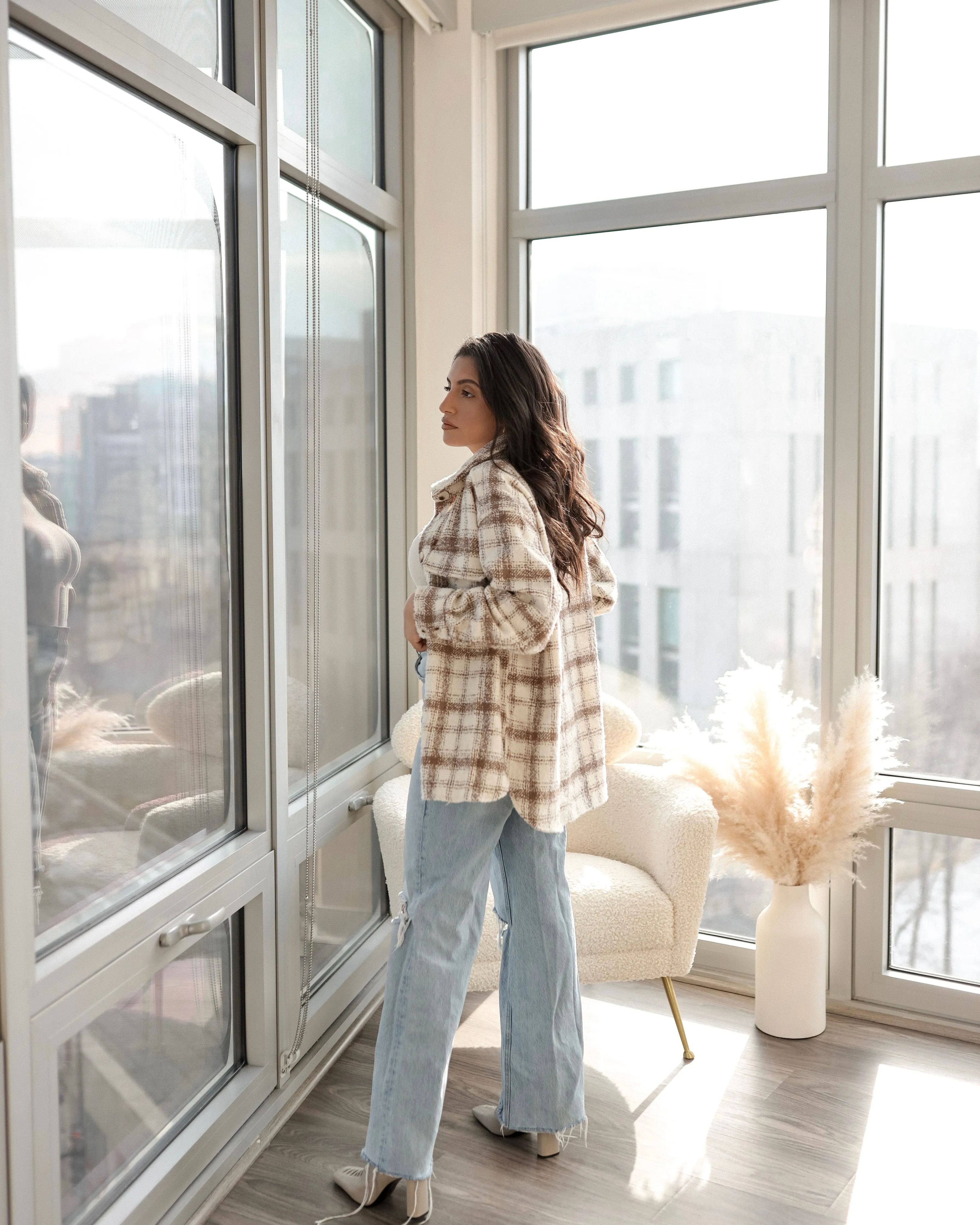 Hannah Plaid Button Down Flannel Jacket