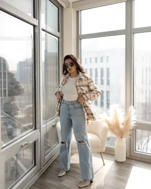 Hannah Plaid Button Down Flannel Jacket