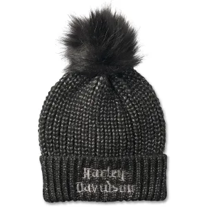 Harley-Davidson® Women's Old English Pom Beanie - Black