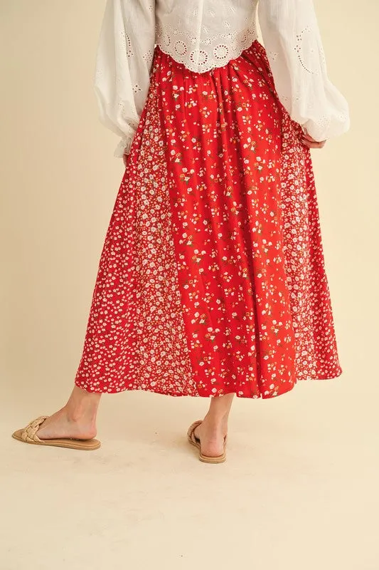 Hazel Blues® |  Aemi   Co Floral Elastic Waist Maxi Skirt