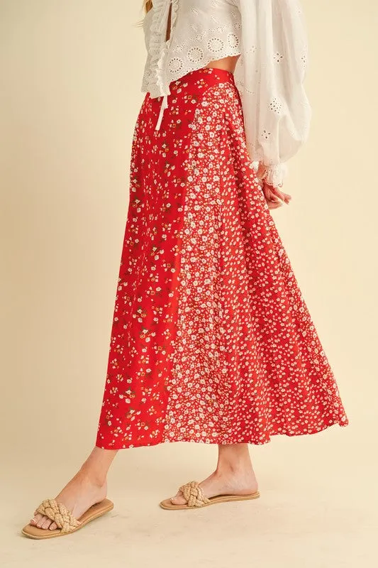 Hazel Blues® |  Aemi   Co Floral Elastic Waist Maxi Skirt