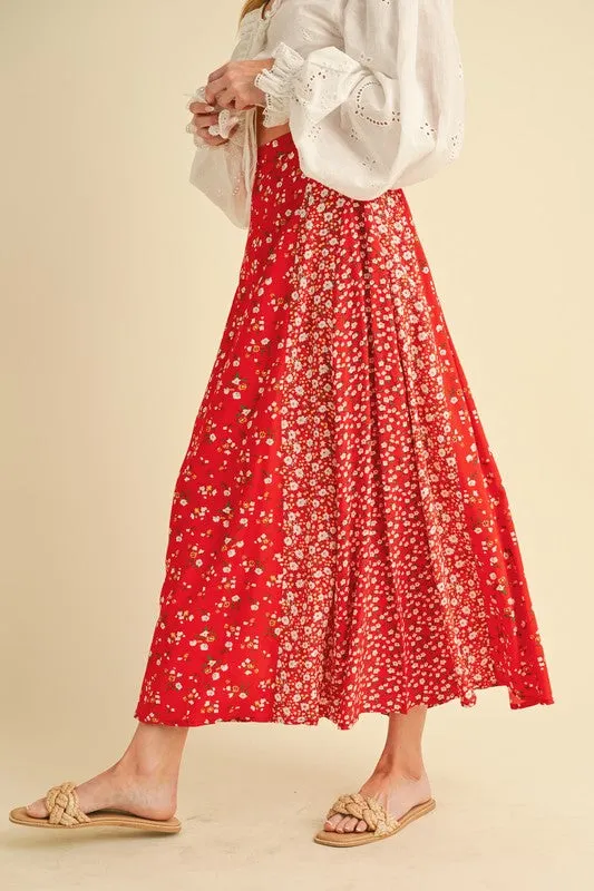 Hazel Blues® |  Aemi   Co Floral Elastic Waist Maxi Skirt