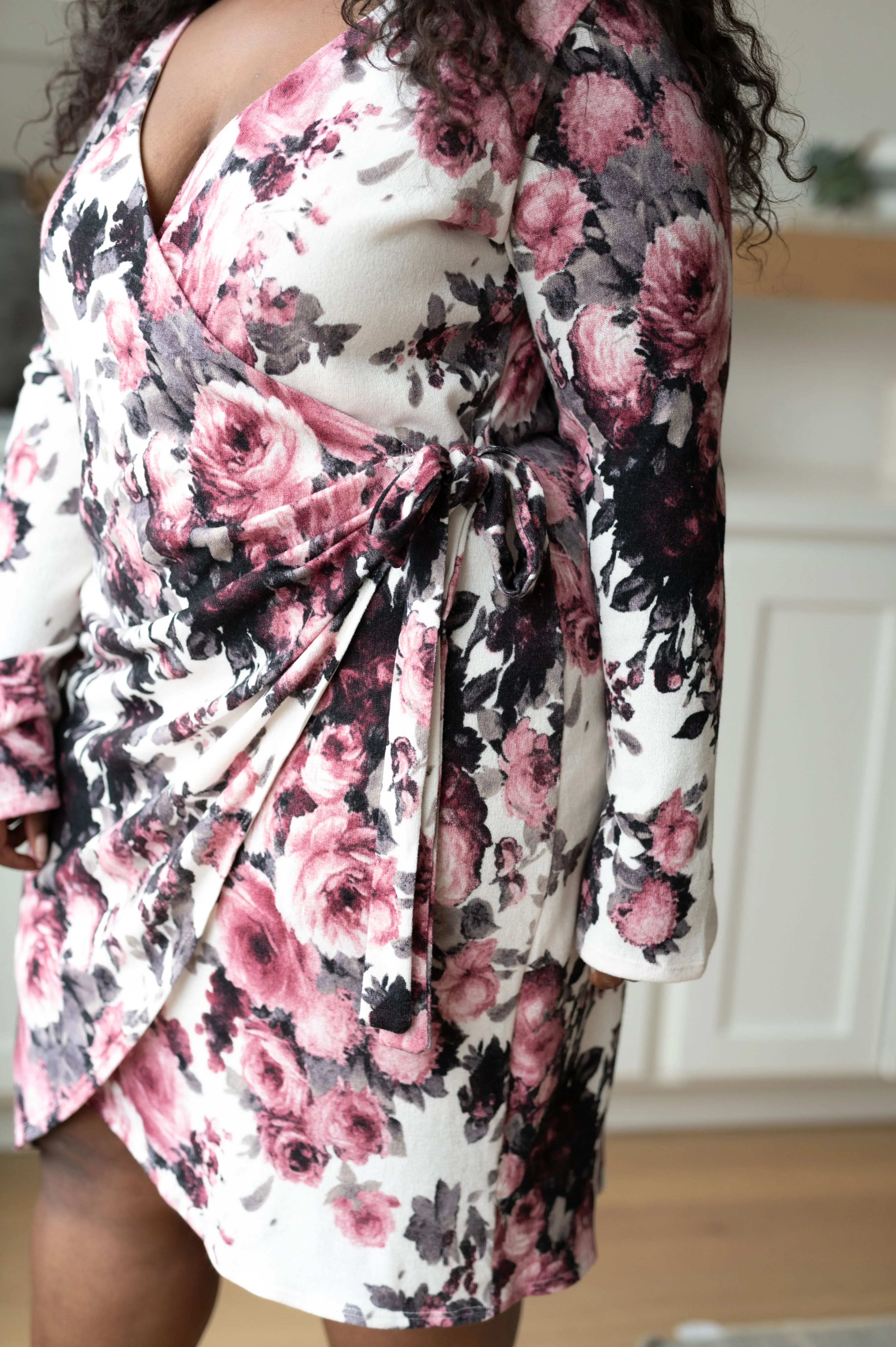 Hazel Blues® |  Honey Do I Ever Faux Wrap Dress in White Floral