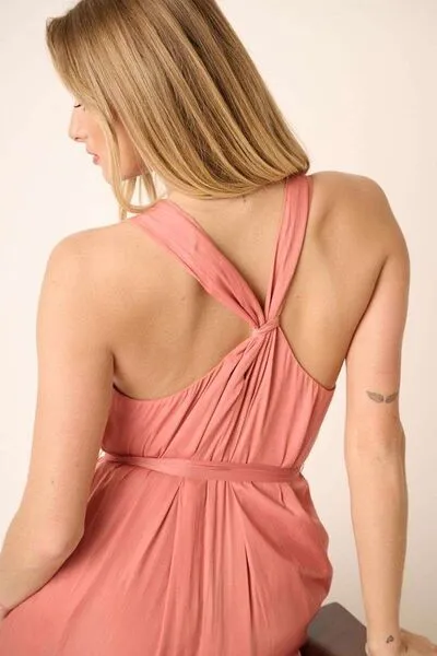 Hazel Blues® |  Mittoshop Cross Back Belted V Neck Tank Maxi Dress