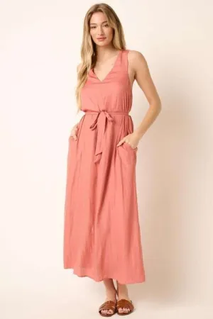 Hazel Blues® |  Mittoshop Cross Back Belted V Neck Tank Maxi Dress