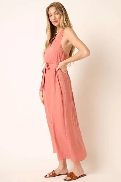Hazel Blues® |  Mittoshop Cross Back Belted V Neck Tank Maxi Dress