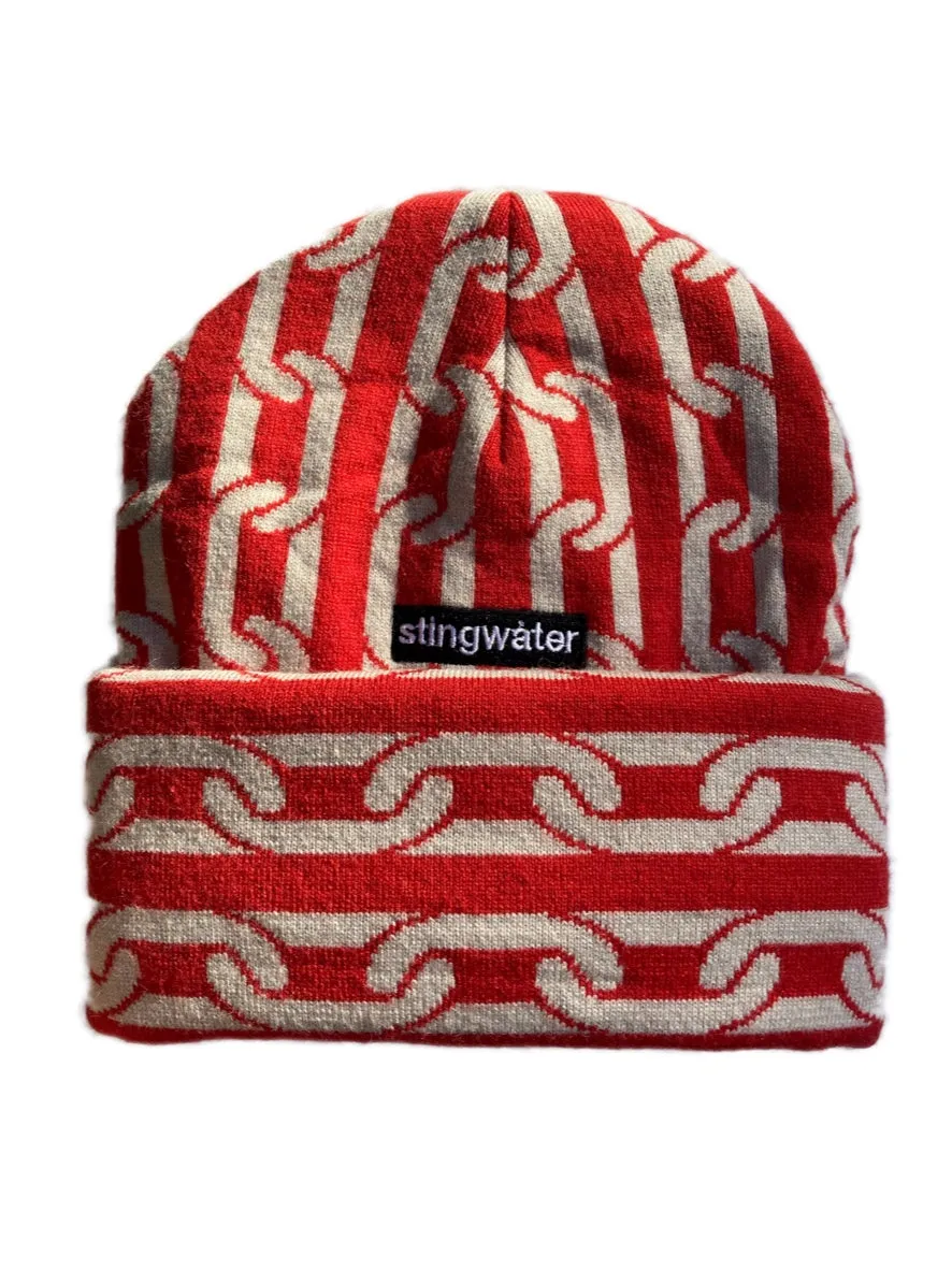Heavy chain knit balaclava red