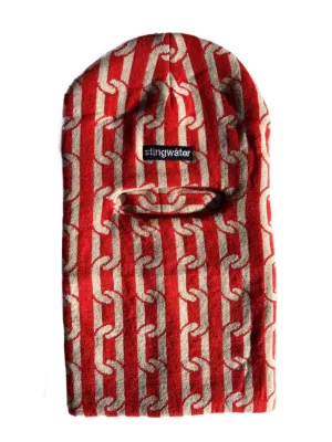 Heavy chain knit balaclava red