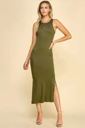 High Neck Side Slit Maxi Dress