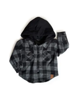 HOODED FLANNEL - PEWTER