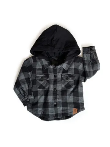 HOODED FLANNEL - PEWTER