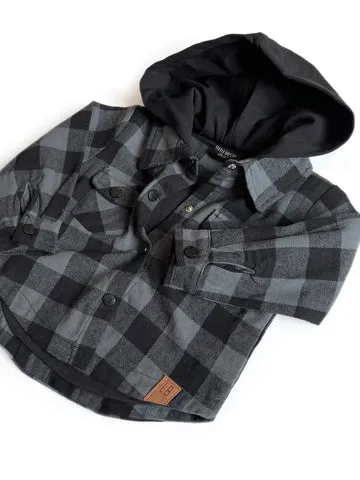 HOODED FLANNEL - PEWTER