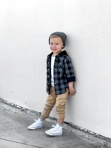 HOODED FLANNEL - PEWTER