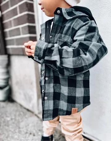 HOODED FLANNEL - PEWTER