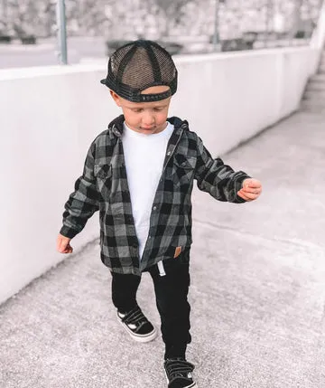 HOODED FLANNEL - PEWTER