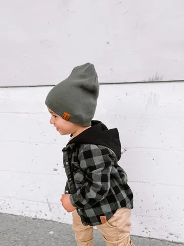 HOODED FLANNEL - PEWTER